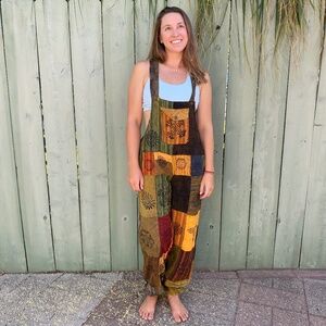 Hipster Patterned Overalls L